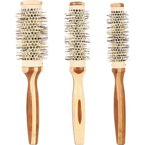 1 Piece Small Round Hair Brush With Non-slip Wooden Handle , Round Hair Styling Comb Hairbrush
