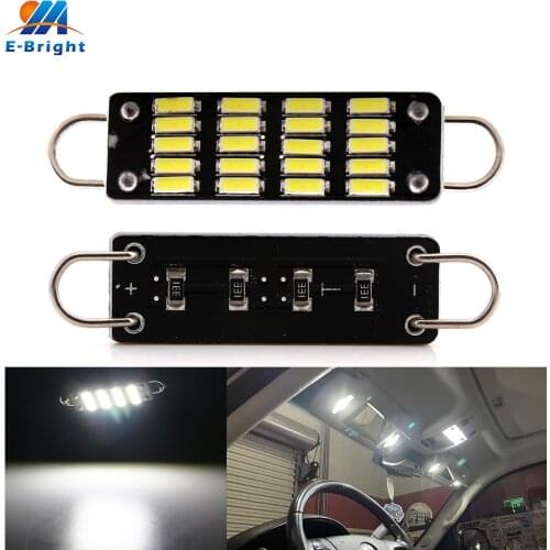 20pcs 44mm DC12V 4014 20 SMD LED C5W Festoon Bulbs Car Rigid Loop Door Cargo Luggage Reading Light White Red Ice Blue Green Pink