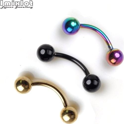10pcs/lot 18G Surgical Steel Eyebrow Piercing Curved Barbell Lip Ring Double Balls Banana Helix Daith Piercing Body Jewelry
