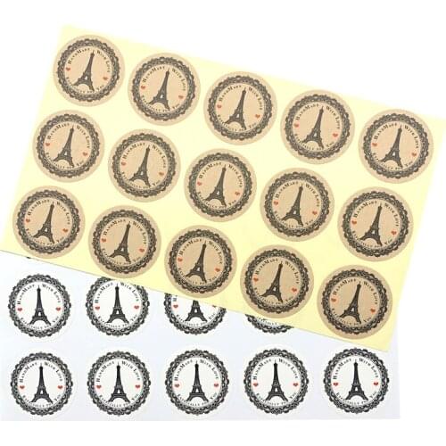 100pcs/pack Round Handmade With Love Sealing Label DIY Gift Stickers Journal Stickers Tower Two Design New Products