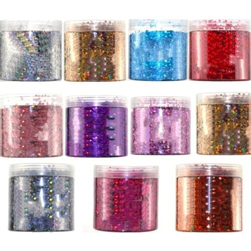 11 Laser Holographic Colors 3 MM( 0.125) Spangles Glitter Holo Hex Glitter 50g/bag Slime Glitter for nail Glitter decoration,HJ6