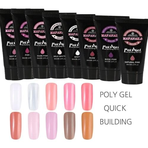 30ml/Bottle 9 Colors Quick Poly Extension Nail Gel 30ml UV Builder Hard Gel Nail Polish Quick Building For Nails Extensions