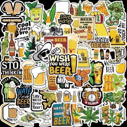 50pcs Cartoon Interesting Beer Stickers For DIY Suitcase Snowboard Phone Car Skateboard Laptop Decals