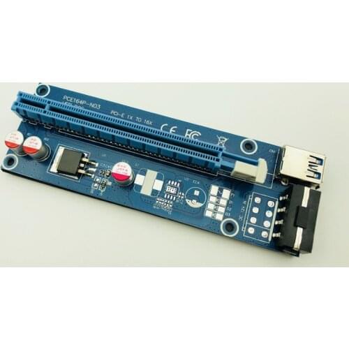 6PCS Riser PCI-E Extender PCI Express Riser Card PCIE 1x to 16x USB3.0 SATA to 4Pin IDE Molex Power for BTC Miner Mining Machine