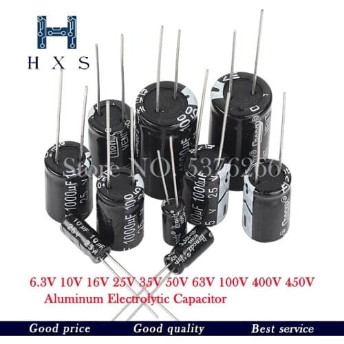 Aluminum Electrolytic Capacitor 6.3V 10V 16V 25V 35V 50V 63V 100V 400V 450V 10 47UF 100UF 220UF 330UF 470UF 680UF 1000UF 1500UF