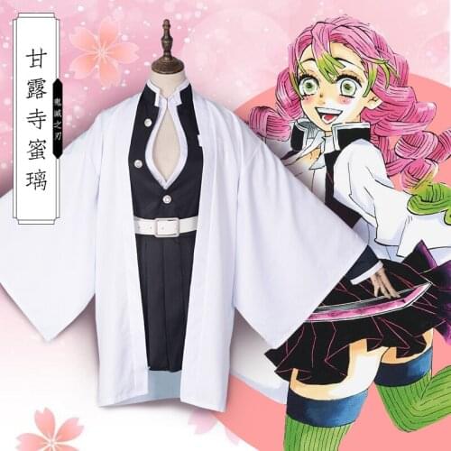 Anime Demon Slayer Kimetsu no Yaiba Set Dress Cosplay Costumes Kanroji Mitsuri Cosplay Full Suit Coat
