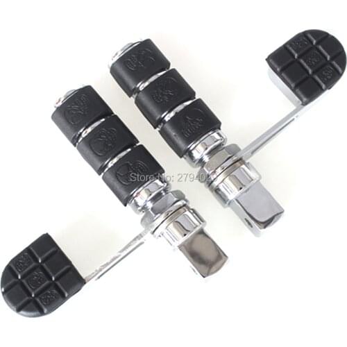 Anti Vibe Chrome Foot Rest Stirrup Support-Male Mount Footpegs Skull Footrest Foot Pegs fit for Motorcycle with 8mm Mounting