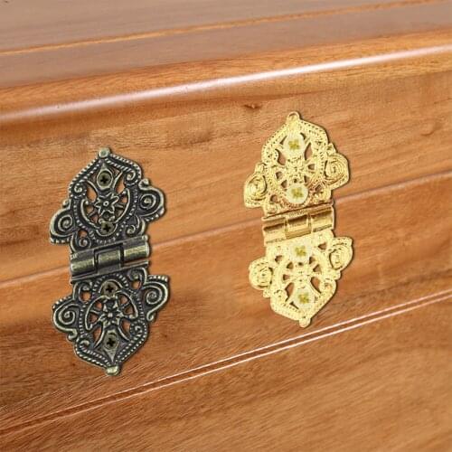 10pcs Hardware Vintage Alloy Hollow Flower Hinge Chinese Furniture Metal Hinges Cabinet Door Butt Hinges For DIY Box 24*54mm