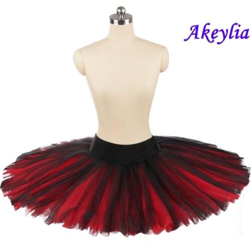 Black red Half Ballet Tutu for girls black white Pancake Practice Rehearsal Platter Firm Tulle Ballet dress Tutus for women