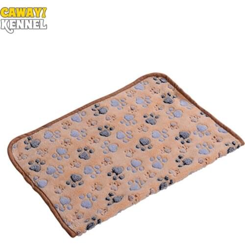 CAWAYI KENNEL Cute Floral Pet Sleep Warm Paw Print Dog Cat Puppy Fleece Soft Blanket Beds Mat Bed Blanket 104*76cm pet mat D1182
