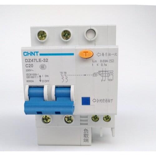CHINT DZ47LE-32 2P C20A 30mA Earth Leakage Circuit Breaker/Residual Current Operated Circuit Breaker