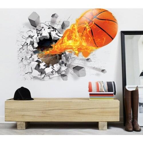 D Basketball Fire Wall Stickers Manufacturers Wholesale Environmental Stickers Creative New Home Decoration Floor Delightful