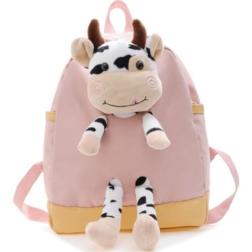 Oxford Childrens School Bags Kids Kindergarten Backpacks Cartoon Toddler Book Bags Cute Cow School Backpack for Baby Girls Boys