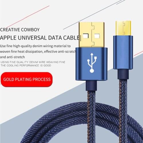 Denim Usb Cable For Type C Android Usb Phone Cable 0.25m/1.2m/1.8m Fast Data Charging Usb Micro Type C Charger Wire Cord