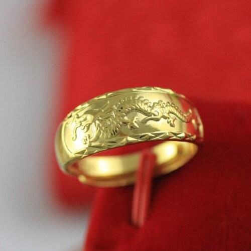 Classic Gold Plated Dragon Ring for Men Women Couple Wedding Band Engagement Ring Fashion Party Jewelry