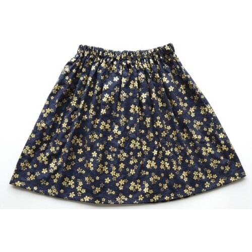 Golden Navy flower Summer Kids Girl Skirt Princess A-line Cotton Girls Skirts Fashion Princess Children Clothing Baby Clothes