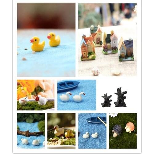 Resin Mini Craft Figurine Plant Pot Garden Ornament Miniature Fairy Garden Decor DIY With Duck Lamb Dolphin Turtle Swan Stub