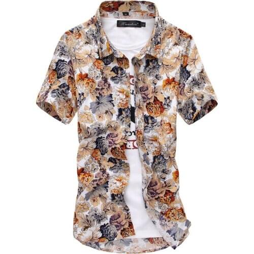 Mens Beach Hawaiian Shirt Tropical Short Sleeve Plus Size Floral Shirts Men Casual Holiday Vacation Clothing Camisas Mens Summe