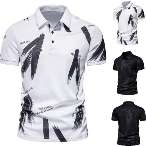 Mens Short Sleeve Polo Shirts Letter Striped Polos Summer Streetwear Casual Fashion Men Tops Clothing Tee Shirt Homme De Marque