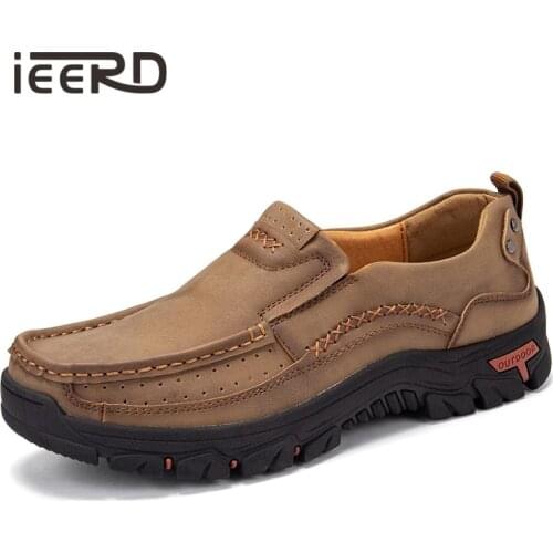 Hand-stitching Men Leather Shoes Outdoor Breathable Casual Leather Men Loafers Shoes Hot Sale Moccasins Foot Wear Flats