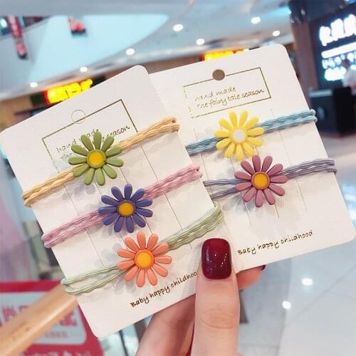 2020 New Girl Cute Candy Acrylic Flower Elastic Hair Bands Children Ponytail Holder Scrunchies Rubber Bands Kid Hair Accessories