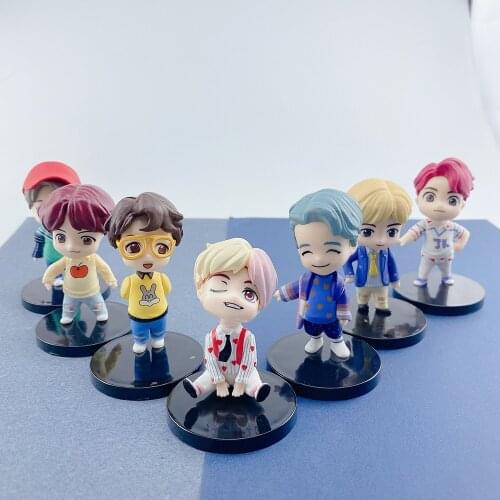 New 7pcs KPOP Star Group Figure Hot Sale 8cm Kawaii Bangtan Boys BT KPOP Figure Model Toys Collection Christmas Gift