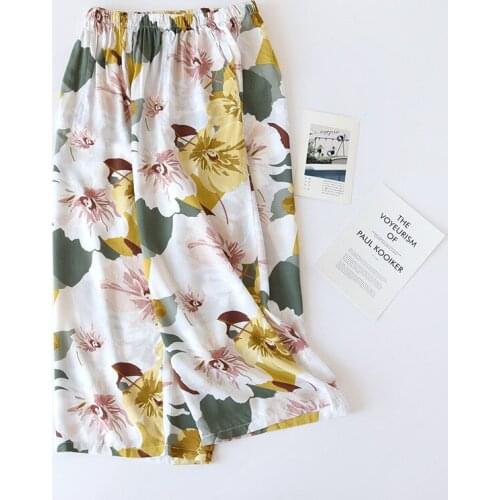 Pajamas Womens Pants 100% Viscose Womens Shorts Summer Ladies Trousers Simple Wide Leg Pants Sleepwear Womens Home Clothes