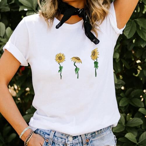 Sunflowers 100%Cotton Graphic Print Women Tshirt Unisex Funny Summer Casual Short Sleeve Top Nature Shirt Eco Life Shirts