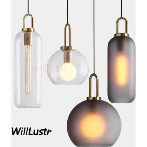 Modern Frosted Glass Pendant Lamp Globe Cylinder Shape Suspension Lighting Bedroom Hotel Cafe Affordable Luxury Hanging Light
