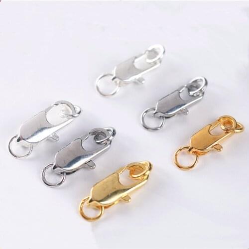 20pcs 12x4/14x5mm Rectangle Lobster Claw Trigger Clasp Bead Open Jump Ring for DIY Bracelet Necklace Jewelry Making