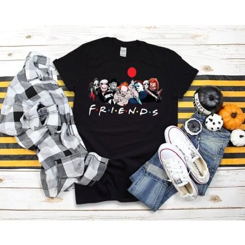 Horror Friends Halloween Shirt Funny for Men Women Squad Halloween Gifts for Friend Short Sleeve Top Tees 100%cotton O Neck y2k
