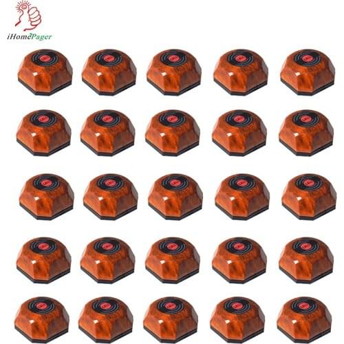 Removable Call Button 25pcs Wireless Pager Restaurant Customer Call Button System Wood Hamburger 6.7 Waterproof Base 433.92MHZ