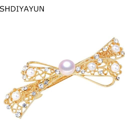 SHDIYAYUN 2020 Pearl Hair Clip for Woman and Girls Natural Pearl Jewelry Lovely Bow Hair Accessories Hairpins Gift Dropshipping