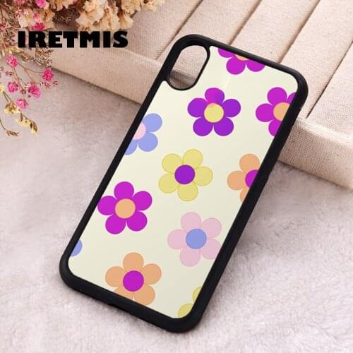 Iretmis 5 5S SE Phone Cover Case for iPhone 6 6S 7 8 Plus X Xs XR 11 12 Mini Pro Max Silicone Flower Power Pattern On Yellow
