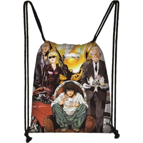 New Anime Death Note Drawstring Bag Boy Girl Storage Bags Teenager Women Men Casual Backpack Kids Bookbag Travel Bags