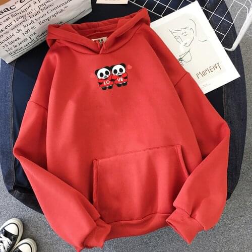 Kawaii Panda Printing Hoodies Sweatshirts Harajuku Long Sleeve Sweats Women Oversized Sweatshirt Womens Hoodies with Drawstring