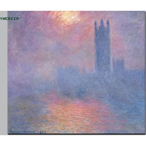 YWDECOR HD Print Claude Monet Winter Morning Capitol Building Oil Painting on Canvas Art Landscape Wall Picture for Living Room
