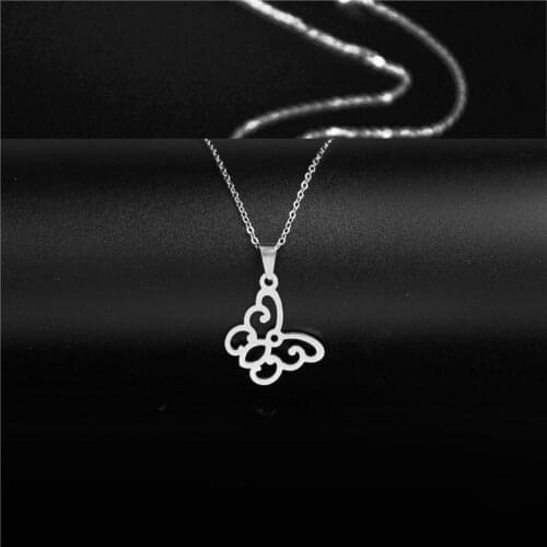 Stainless Steel Minimalist Jewelry Butterfly Pendant Necklace High Quality Female Choker