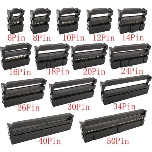 100Pieces/lot FC-6Pin FC-20Pin FC-30Pin to FC-50Pin Pitch 2.54mm IDC Socket Dual Row Female Header IDC Connector for 1.27mm Wire