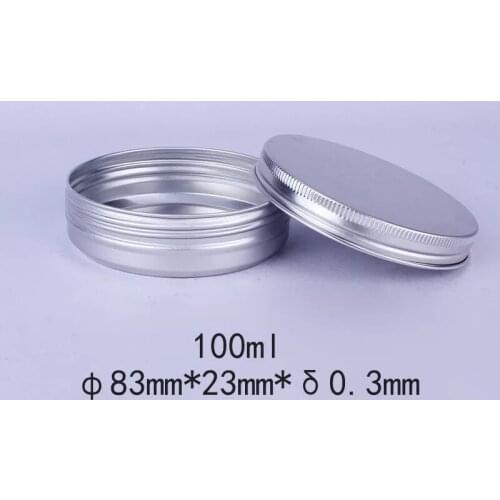 200pcs 83*23mm 100ml Aluminium Tin Cosmetic jars Metal Cream Jars Cans with screw lid Silver tin container bottle candle can box