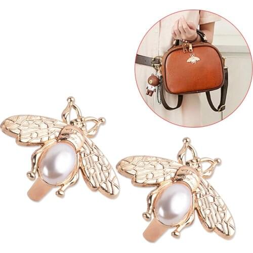 2x Light Gold Metal Bee For Purse Decoration, Bee With Rhinestone For Sale