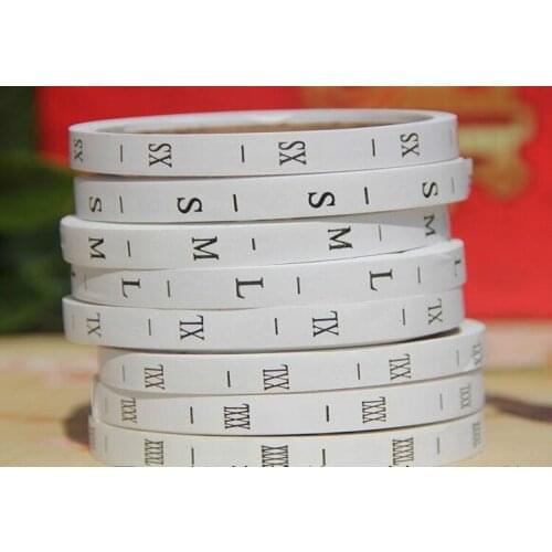 300 piece/LOT GARMENT size lable,Wholesale SIZE LABEL for clothing white background black letters