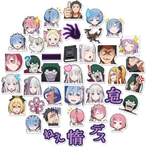 40pcs/set Re:Life In A Different World From Zero Stickers For Motorcycle Phone Skateboards Laptop Luggage Bicycle Anime Stickers