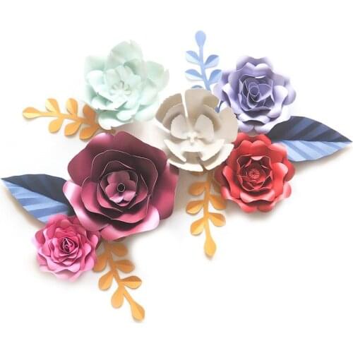 DIY Giant Paper Flowers Backdrop Artificial Handmade Paper Rose 6PCS+Leaves 6PCS Wedding & Party Deco Home Decoration Video