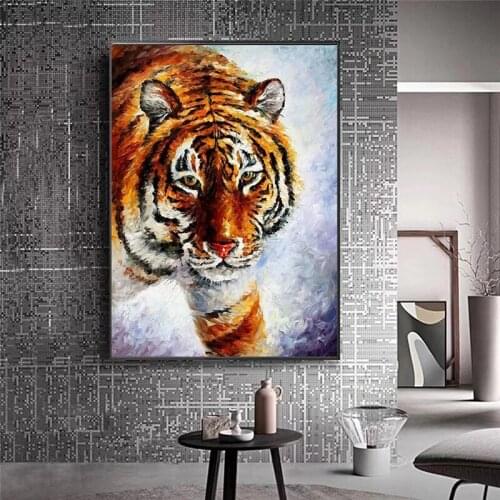Abstract Tiger Poster Palette Knife Paintings on Canvas Animal Wall Art Pictures For Living Room Framework Artwork Home Decor Cu