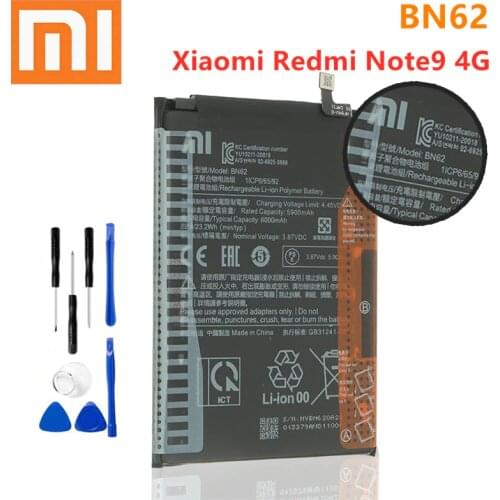 XiaoMi New Original Battery BN62 6000mAh For Xiaomi Redmi Note9 4G POCO M3 High Quality Battery + Free Tools
