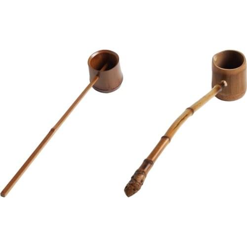 Bamboo Long Handle Water Scoop Bath Ladle Scoop for Home Garden Tea Ceremony Bathroom Sauna