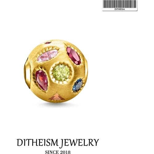 Beads Colorful Stone Charm 5mm Hole,2019 Golden Fashion 925 Sterling Silver Jewelry Trendy Gift For Women Fit Bracelets Necklace