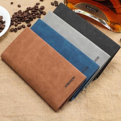 Retro Men Long Wallet Frosted Leather 4 Colors Simple Design Fashion Men Wallet Card Holder Bag Portable Purse Card Cash Clutch