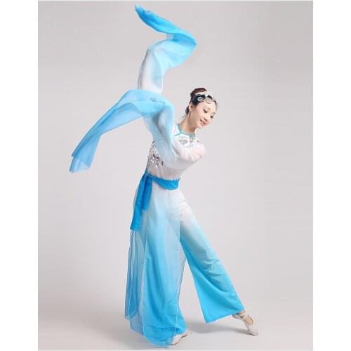 Classical dance Poetry fairy dance costume blue/pink/black clothing fan on stage performance